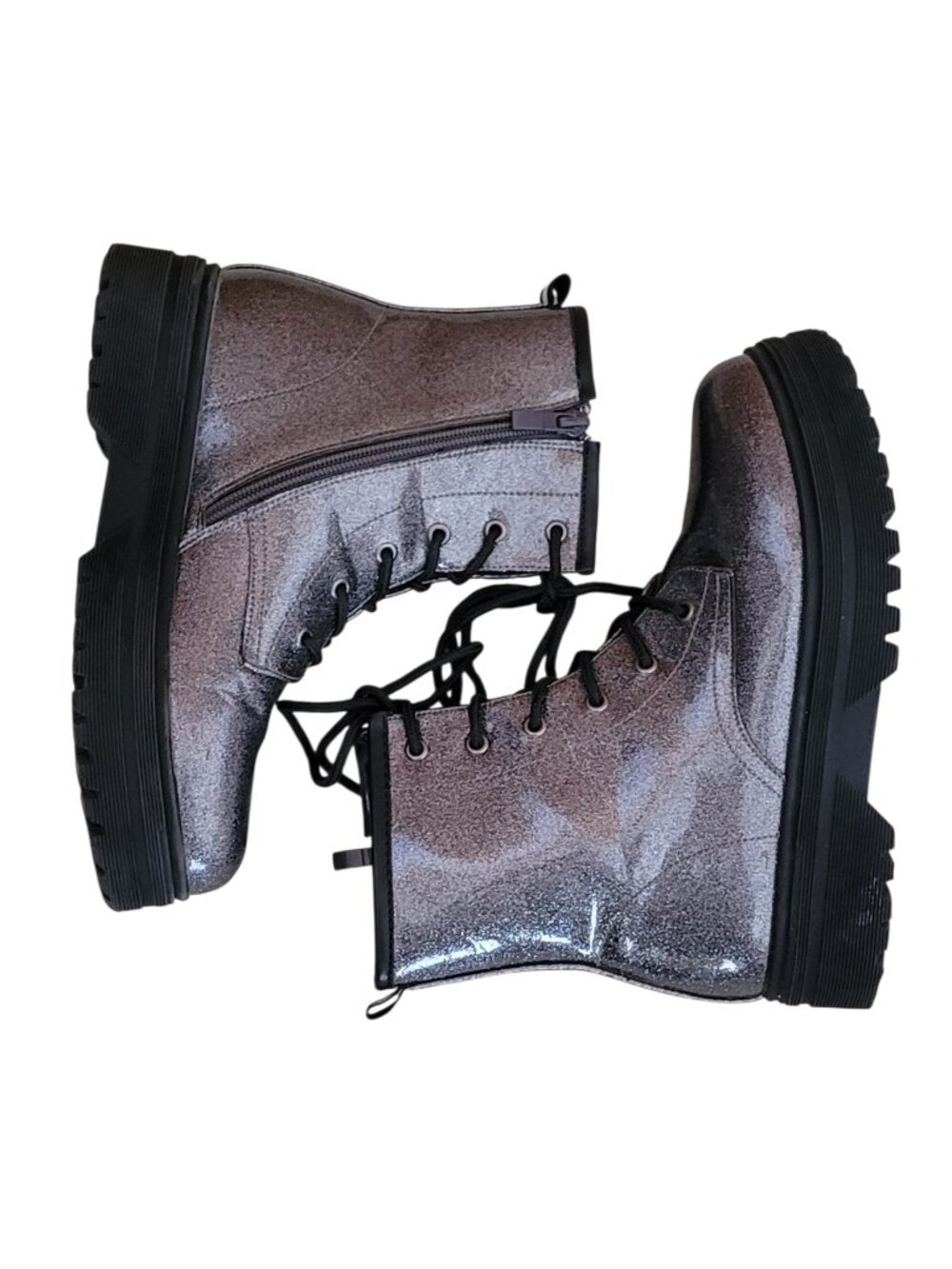 Patrizia Poweress Chunky Platform Gunmetal Metallic Combat Boots EU 36/US 6 - Picture 6 of 12